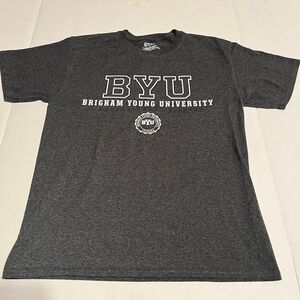 BYU Brigham Young University Cougars Grey Gray Short Sleeve Shirt Mens SZ Medium